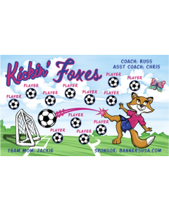 Kickin' Foxes Soccer 13oz Vinyl Team Banner E-Z Order