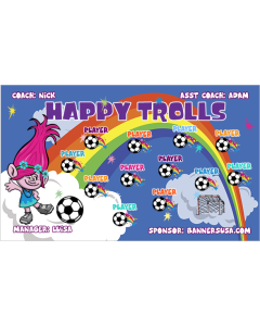 Happy Trolls Soccer 13oz Vinyl Team Banner E-Z Order