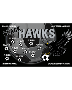 Black Hawks Soccer 13oz Vinyl Team Banner E-Z Order