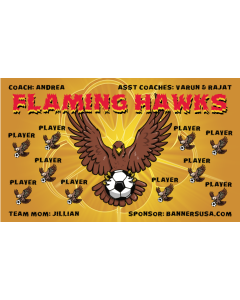 Flaming Hawks Soccer 13oz Vinyl Team Banner E-Z Order