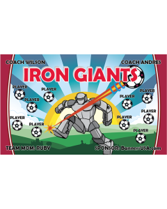 Iron Giants Soccer 13oz Vinyl Team Banner E-Z Order