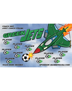 Green Jets Soccer 13oz Vinyl Team Banner E-Z Order