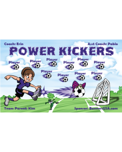 Power Kickers Soccer 13oz Vinyl Team Banner E-Z Order