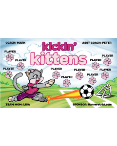 Kickin' Kittens Soccer 13oz Vinyl Team Banner E-Z Order