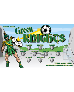 Green Knights Soccer 13oz Vinyl Team Banner E-Z Order