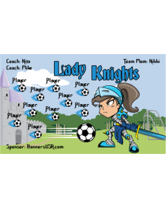 Lady Knights Soccer 13oz Vinyl Team Banner E-Z Order