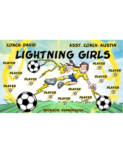 Lightning Girls Soccer 13oz Vinyl Team Banner E-Z Order