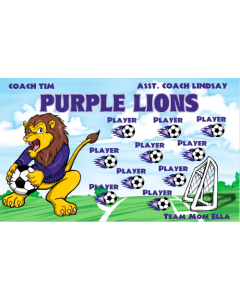 Purple Lions Soccer 13oz Vinyl Team Banner E-Z Order