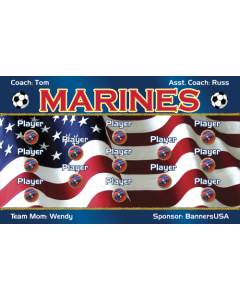 Marines Soccer 13oz Vinyl Team Banner E-Z Order