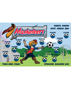 Masketeers Soccer 13oz Vinyl Team Banner E-Z Order