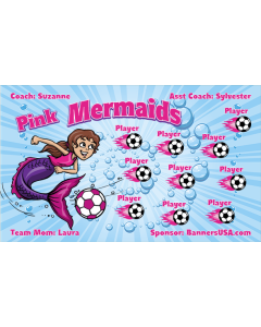 Pink Mermaids Soccer 13oz Vinyl Team Banner E-Z Order