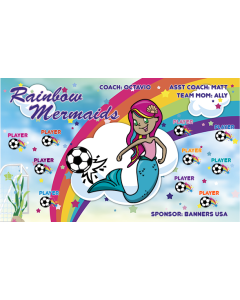 Rainbow Mermaids Soccer 13oz Vinyl Team Banner E-Z Order