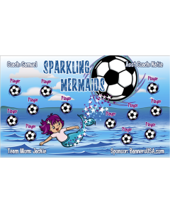 Sparkling Mermaids Soccer 13oz Vinyl Team Banner E-Z Order