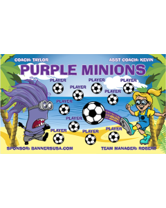 Purple Minions Soccer 13oz Vinyl Team Banner E-Z Order