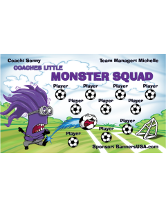 Coaches Little Monster Squad Soccer 13oz Vinyl Team Banner E-Z Order