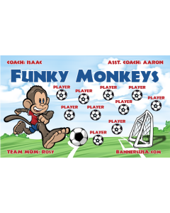 Funky Monkeys Soccer 13oz Vinyl Team Banner E-Z Order