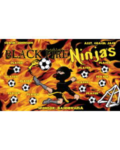 Black Fire Ninjas Soccer 13oz Vinyl Team Banner E-Z Order