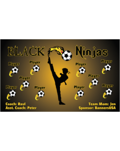 Black Ninjas Soccer 13oz Vinyl Team Banner E-Z Order