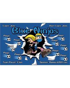 Blue Ninjas Soccer 13oz Vinyl Team Banner E-Z Order