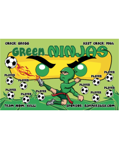 Green Ninjas Soccer 13oz Vinyl Team Banner E-Z Order