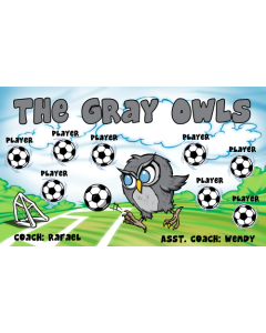 Gray Owls Soccer 13oz Vinyl Team Banner E-Z Order