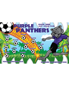 Purple Panthers Soccer 13oz Vinyl Team Banner E-Z Order