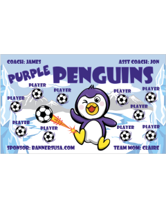 Purple Penguins Soccer 13oz Vinyl Team Banner E-Z Order