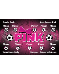 Pink Soccer 13oz Vinyl Team Banner E-Z Order