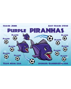 Purple Piranhas Soccer 13oz Vinyl Team Banner E-Z Order