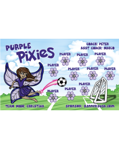 Purple Pixies Soccer 13oz Vinyl Team Banner E-Z Order