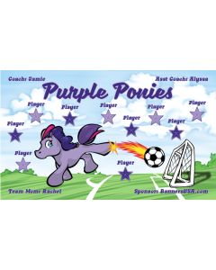 Purple Ponies Soccer 13oz Vinyl Team Banner E-Z Order
