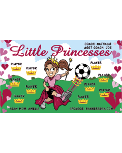 Little Princesses Soccer 13oz Vinyl Team Banner E-Z Order