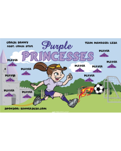 Purple Princesses Soccer 13oz Vinyl Team Banner E-Z Order