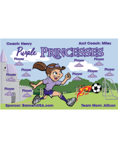 Purple Princesses Soccer 13oz Vinyl Team Banner E-Z Order
