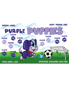 Purple Puppies Soccer 13oz Vinyl Team Banner E-Z Order