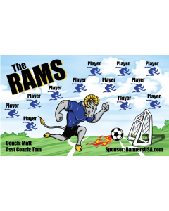 Rams Soccer 13oz Vinyl Team Banner E-Z Order