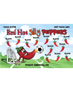Red Hot Silly Peppers Soccer 13oz Vinyl Team Banner E-Z Order