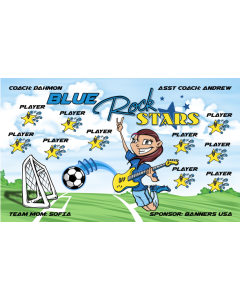 Blue Rock Stars Soccer 13oz Vinyl Team Banner E-Z Order