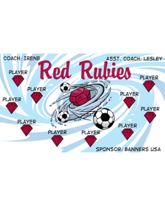 Red Rubies Soccer 13oz Vinyl Team Banner E-Z Order