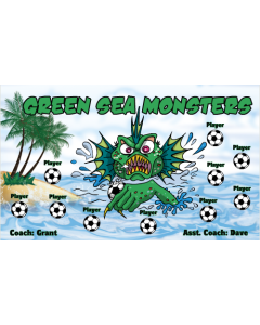 Green Sea Monsters Soccer 13oz Vinyl Team Banner E-Z Order