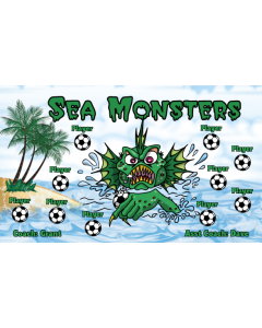 Green Sea Monsters Soccer 13oz Vinyl Team Banner E-Z Order