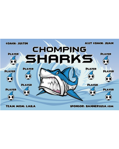 Chomping Sharks Soccer 13oz Vinyl Team Banner E-Z Order