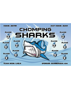 Chomping Sharks Soccer 13oz Vinyl Team Banner E-Z Order