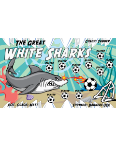 Great White Sharks Soccer 13oz Vinyl Team Banner E-Z Order