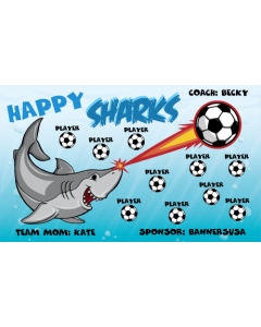 Happy Sharks Soccer 13oz Vinyl Team Banner E-Z Order