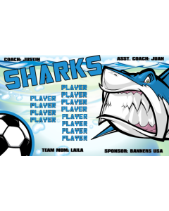 Sharks Soccer 13oz Vinyl Team Banner E-Z Order