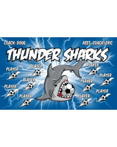 Thunder Sharks Soccer 13oz Vinyl Team Banner E-Z Order