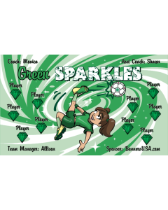 Green Sparkles Soccer 13oz Vinyl Team Banner E-Z Order