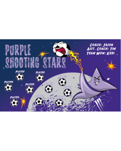 Purple Shooting Stars Soccer 13oz Vinyl Team Banner E-Z Order