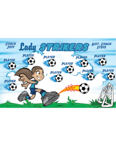 Lady Strikers Soccer 13oz Vinyl Team Banner E-Z Order